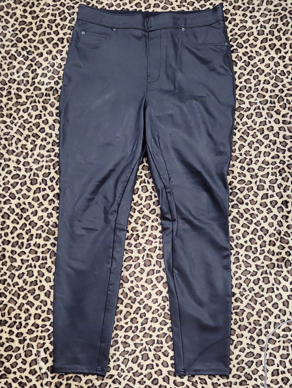 Women's SPANX Black Faux Leather Chinos
